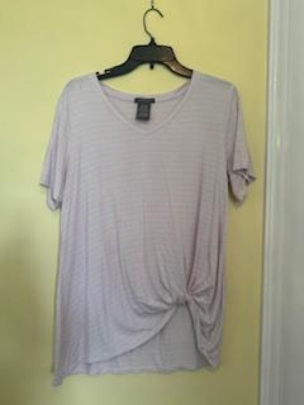 Matty M Ladies L Petal Pink Top with white stripes